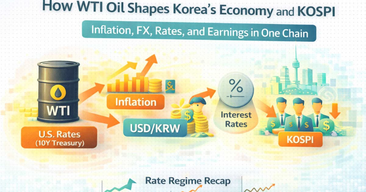 WTI 유가가 한국 경제·코스피에 미치는 영향: 물가·환율·금리·기업이익으로 이어지는 5단 연결