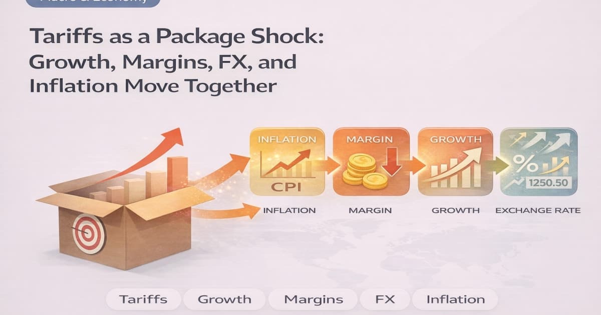 Tariffs as a Package Shock: Growth, Margins, FX, and Inflation Move Together