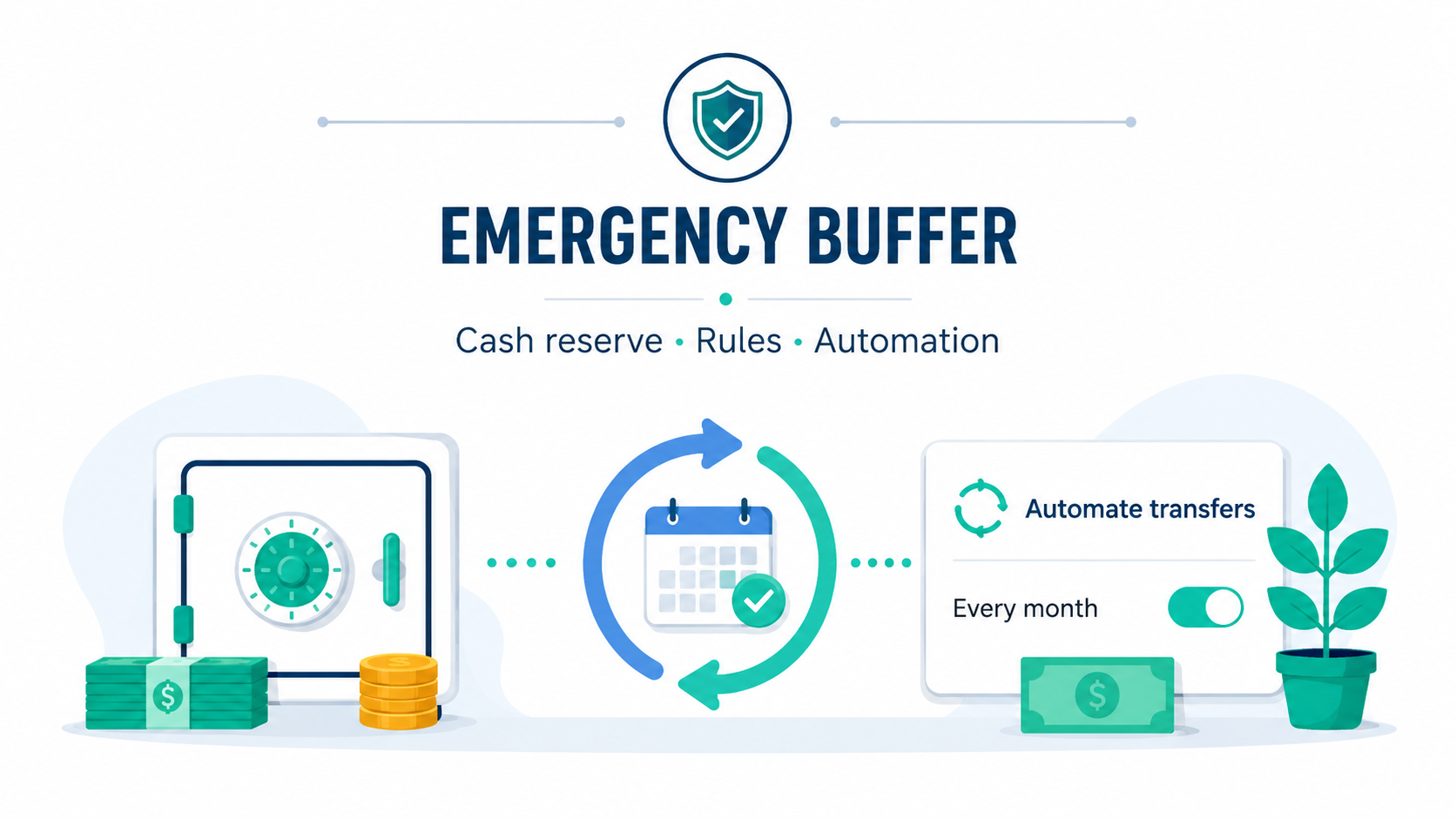 A sustainable DCA plan combines emergency fund, automation, and contribution rules